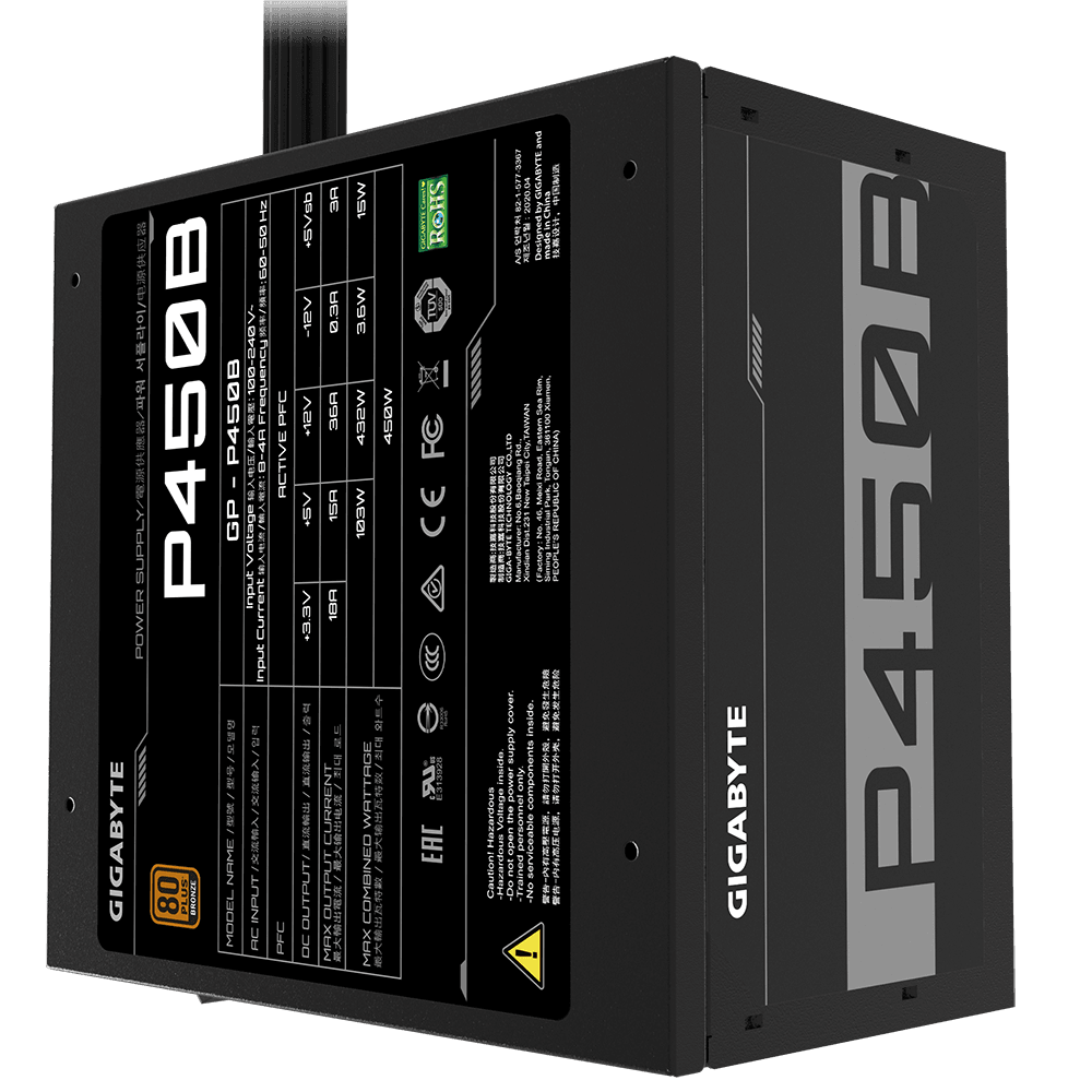 Gigabyte 450W ATX 80 Plus Bronze Power Supply