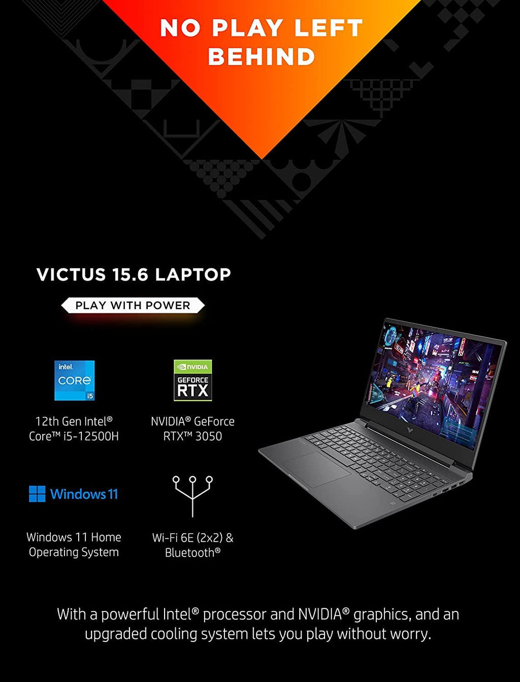 HP Victus 15 Gaming Laptop, NVIDIA GeForce RTX 3050, 12th Gen Intel Core i5-12450H , 8 GB RAM, 512 GB SSD, Full HD Display