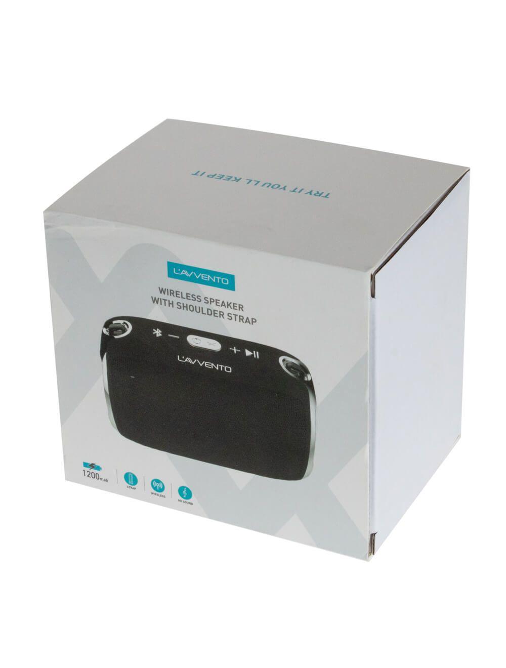 L'avvento (SP337) Portable Bluetooth Speaker with Shoulder Strap - Black