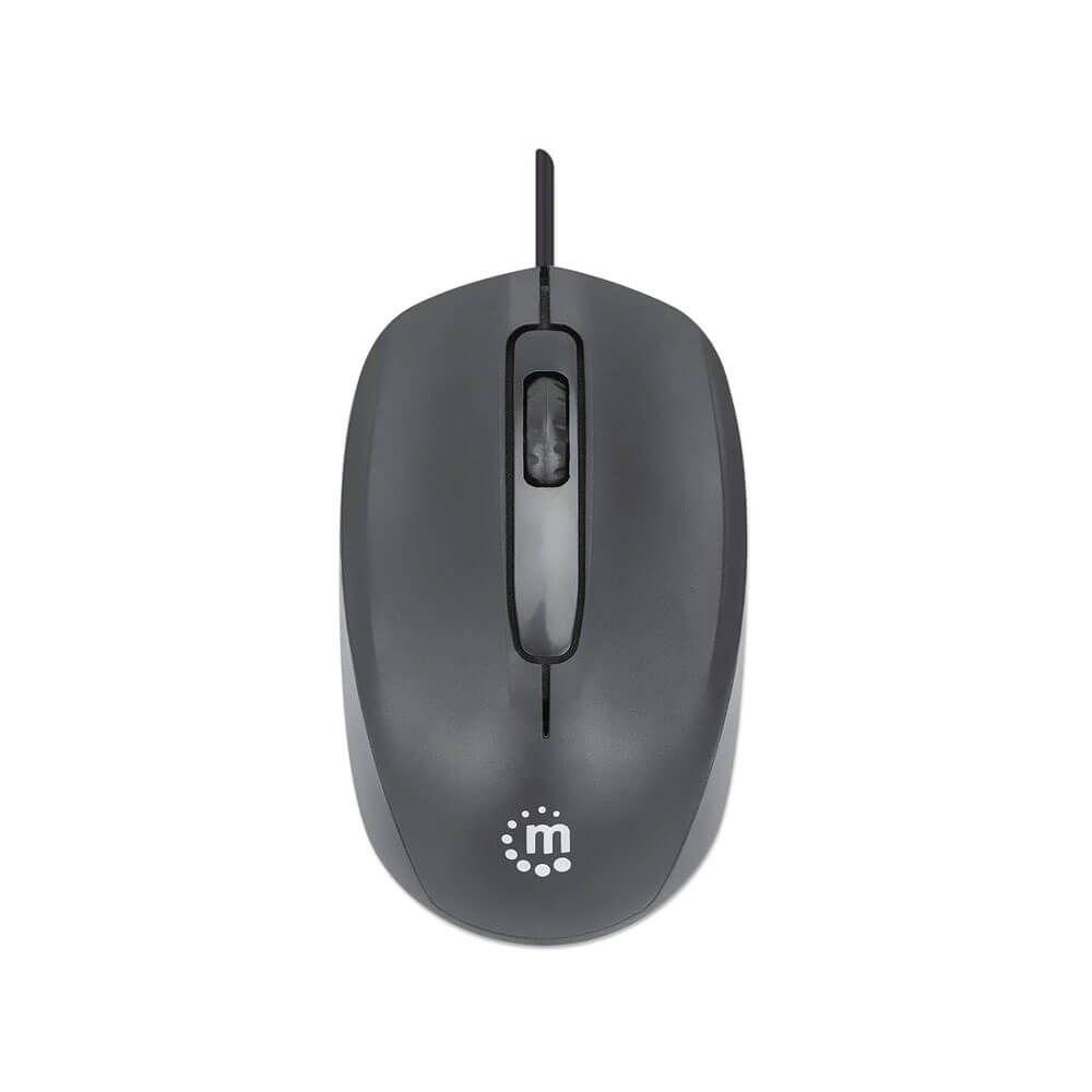 Manhattan Comfort II Wired Optical Mouse 1000 DPI Ambidextrous 1.2 m Cable - Black