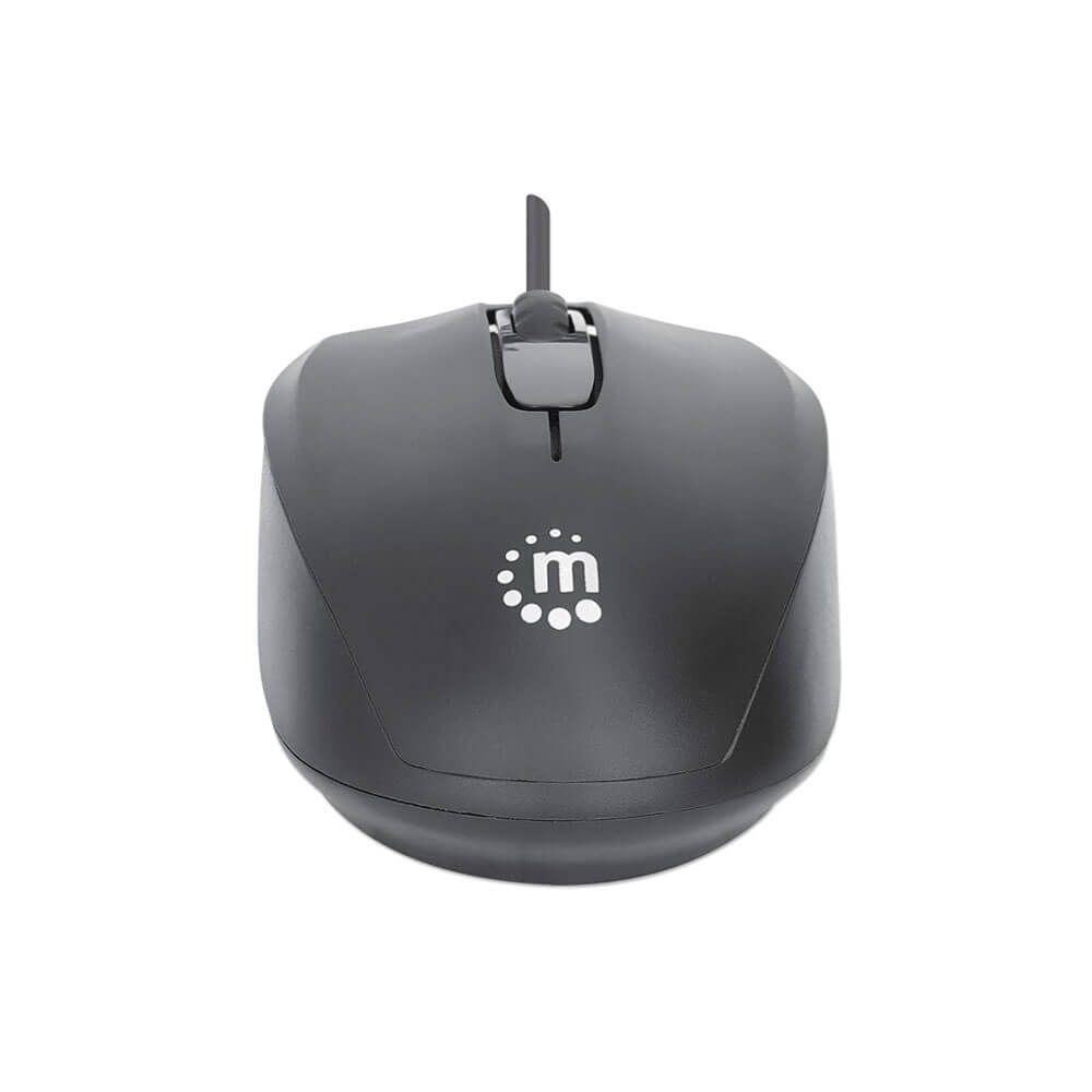 Manhattan Comfort II Wired Optical Mouse 1000 DPI Ambidextrous 1.2 m Cable - Black