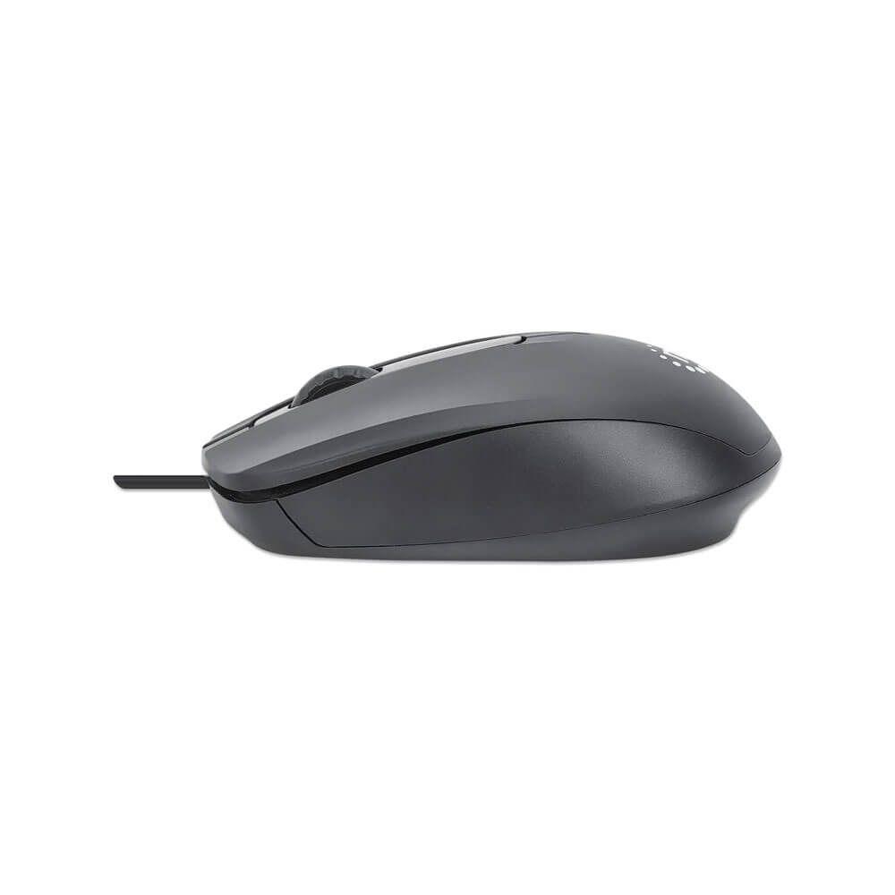 Manhattan Comfort II Wired Optical Mouse 1000 DPI Ambidextrous 1.2 m Cable - Black