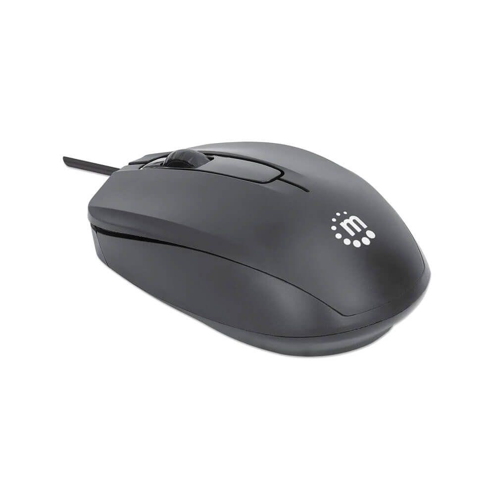 Manhattan Comfort II Wired Optical Mouse 1000 DPI Ambidextrous 1.2 m Cable - Black