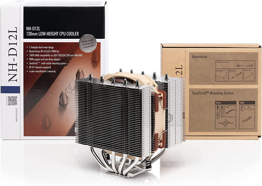 Noctua NH-D12L Low-Height Dual-Tower CPU Cooler (120mm, Brown)