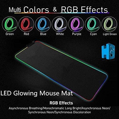 Gaming Mouse Pad RGB 70 x 30 CM Multicolor LED Luminous Oversized Glowing Keyboard Mat - black