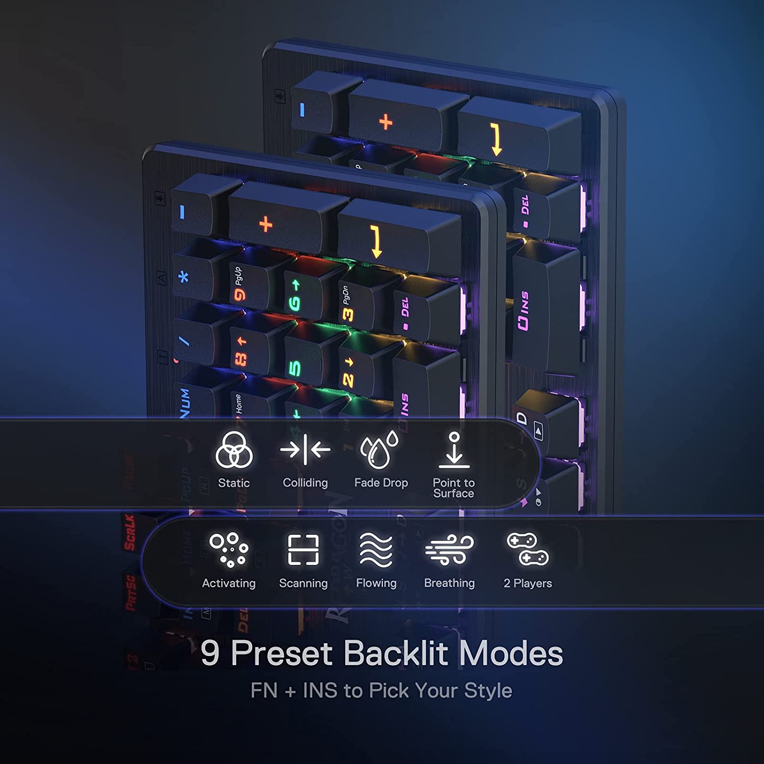 Redragon K608 Valheim Rainbow Gaming Keyboard, 104 Keys Mechanical Keyboard