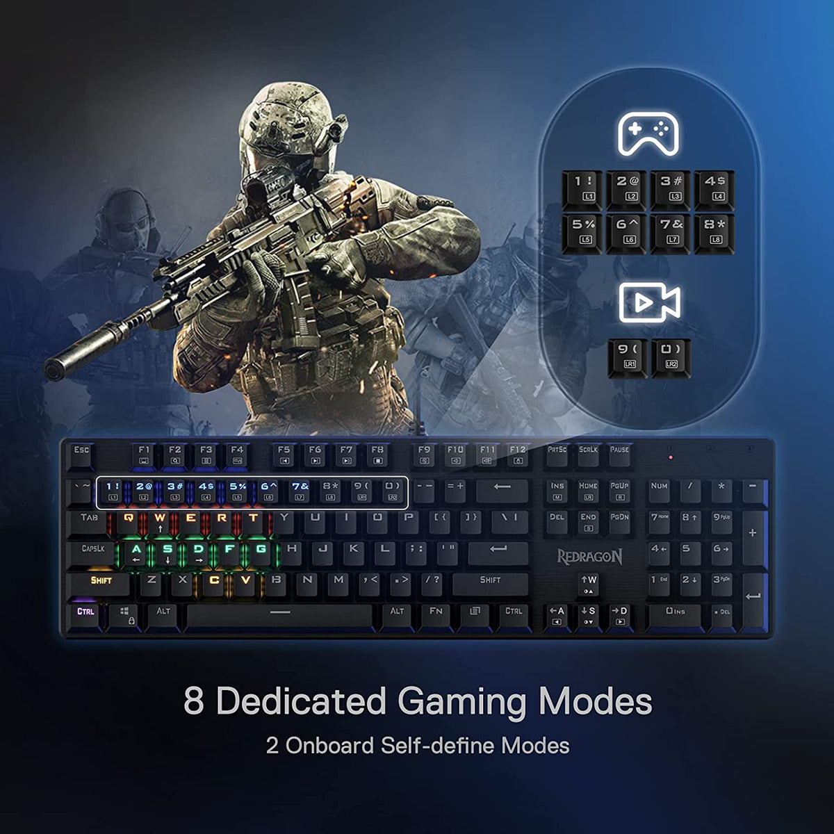 Redragon K608 Valheim Red switch Rainbow Mechanical Gaming Keyboard ...
