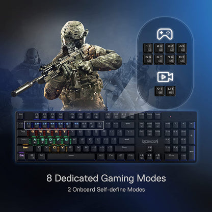 Redragon K608 Valheim Rainbow Gaming Keyboard, 104 Keys Mechanical Keyboard